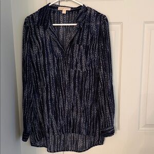 Michael Kors Dark Blue and White Blouse